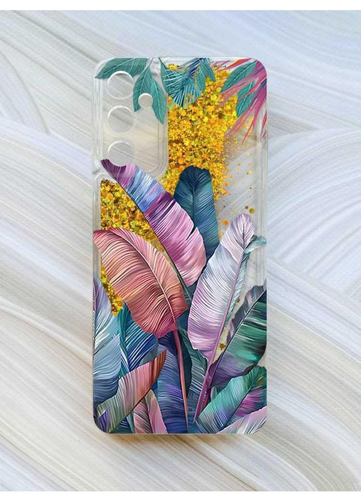 Чохол з плаваючими блискітками на Samsung Galaxy A34 5G (A346) Золотий:: Тропіки (принт 372) CASE CONTROL (360675316)