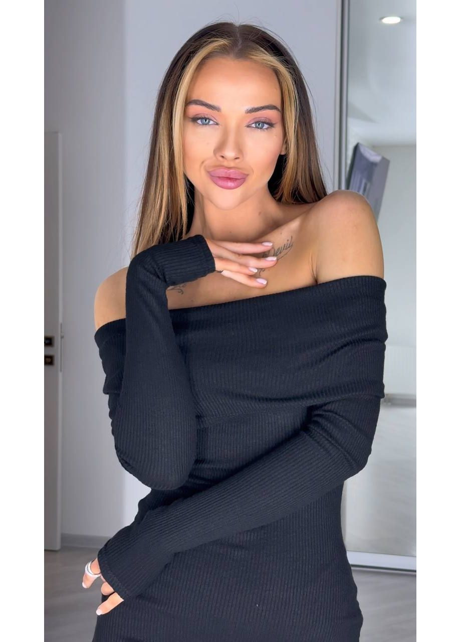 Чорна вечірня сукня жіноча No Brand однотонна