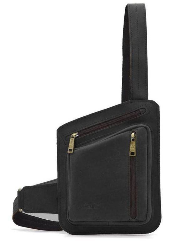 Сумка слінг через плече чоловіча з натуральної шкіри середня Чорний 36827 TARWA (353302687)