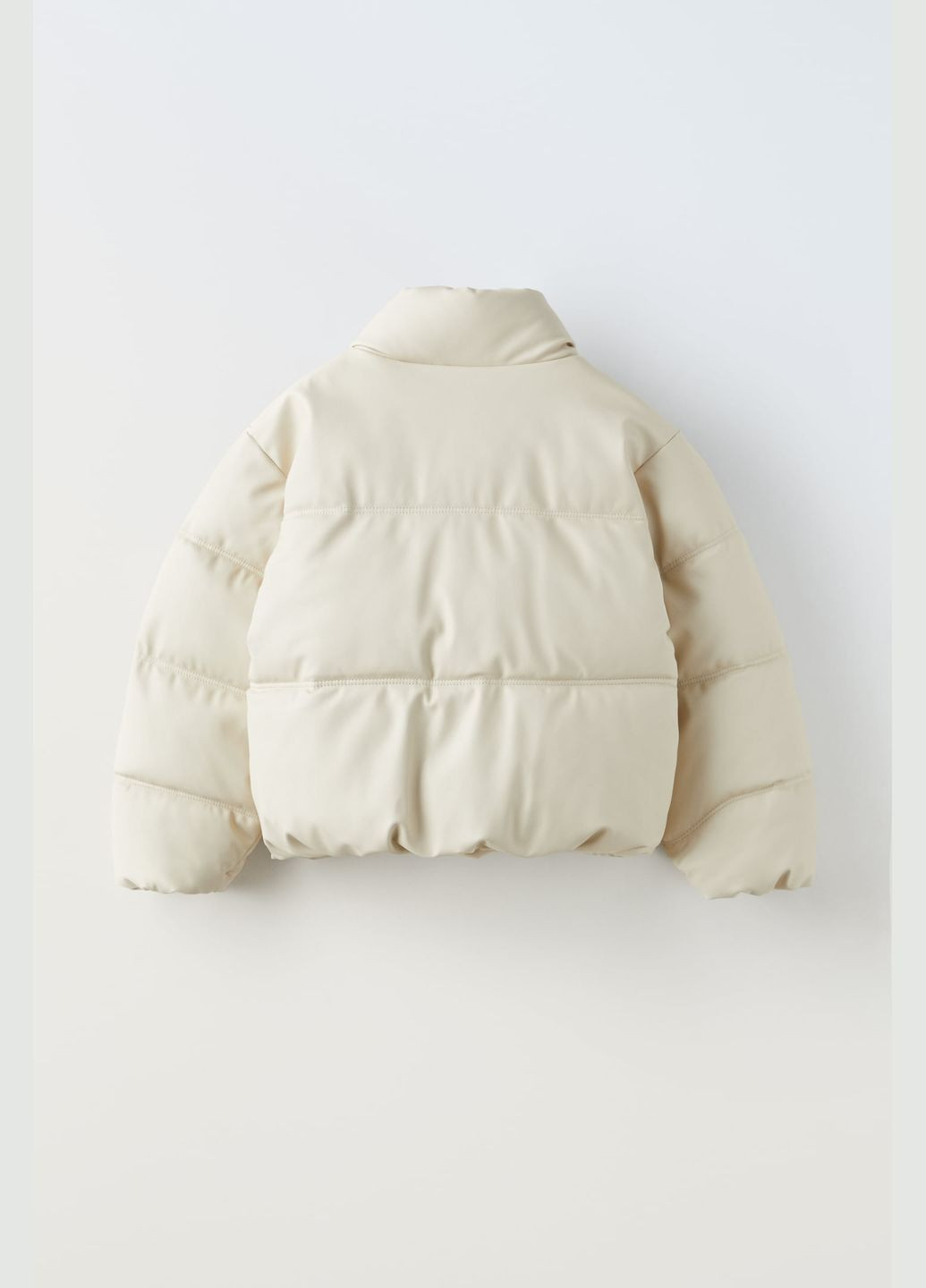Бежевая зимняя стеганая куртка из кожзама для девочки бежевая 6318701286 Zara