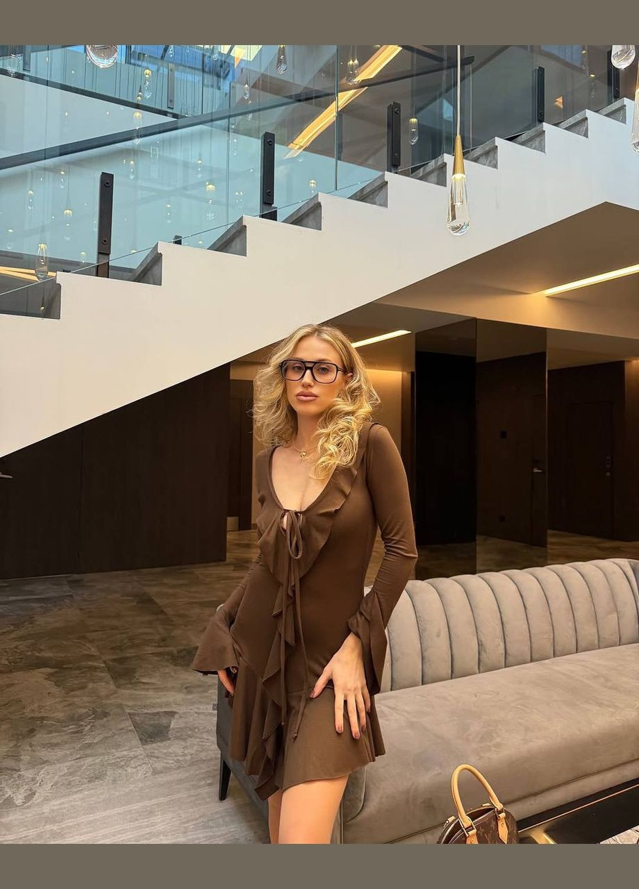 Коричневое повседневный, коктейльное, вечернее, кэжуал женское платье FINO Mode