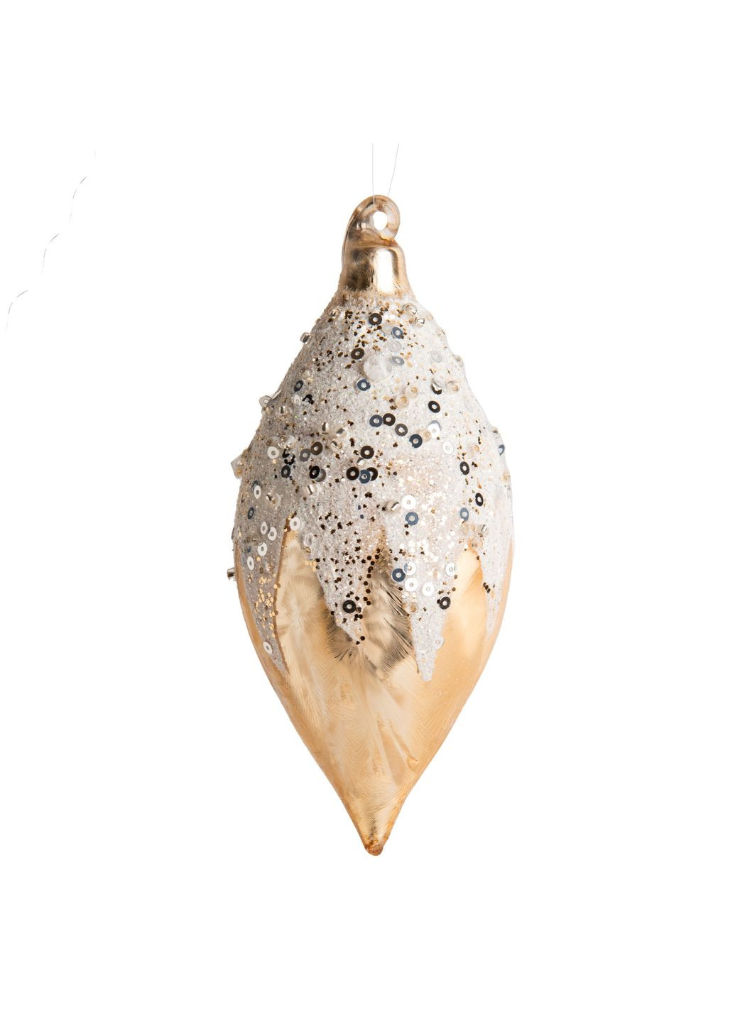 Ялинкова скляна прикраса у вигляді бурульки золотого кольору висота 13 см Франція (158785) Amadeus (305395159)