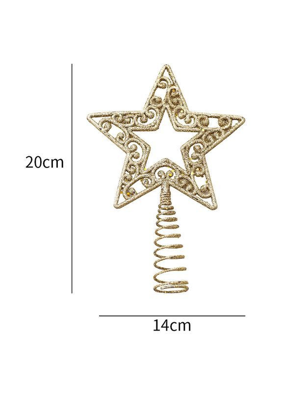 для ялинки Зірка з блискітками 20 на 14 см золотистий Jannet Верхівка (367078945)