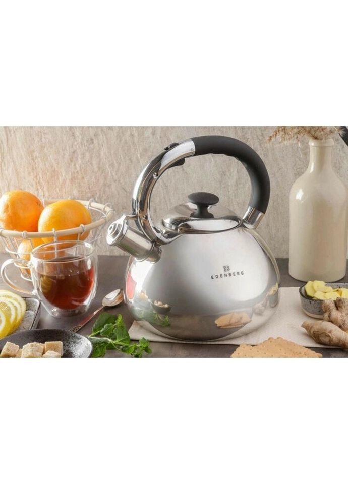 Чайник зі свистком EB-2444-Black 3 л чорний Edenberg (296661101)
