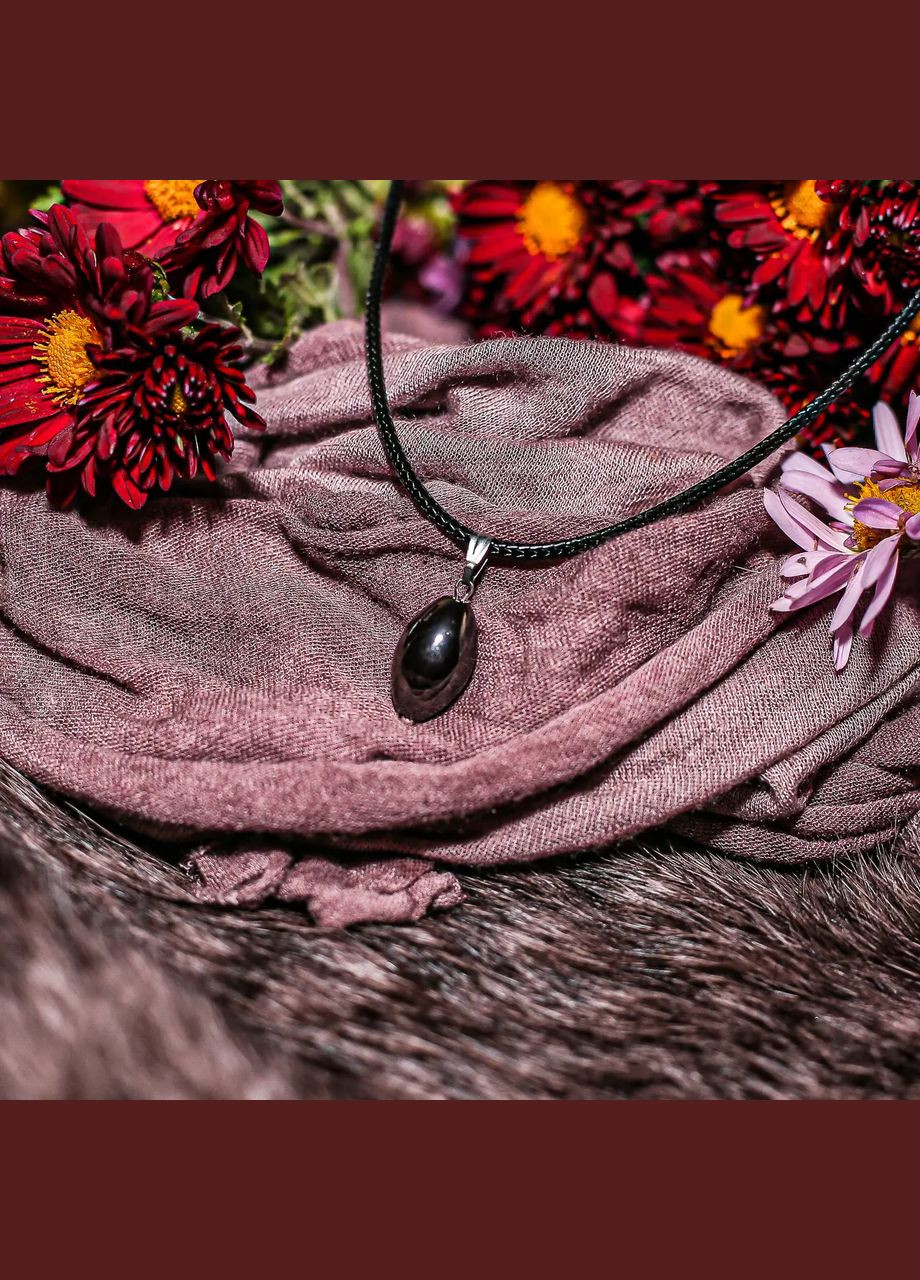 Кулон Гематит овал 26мм+- L-45-50см No Brand підвіска (301086687)