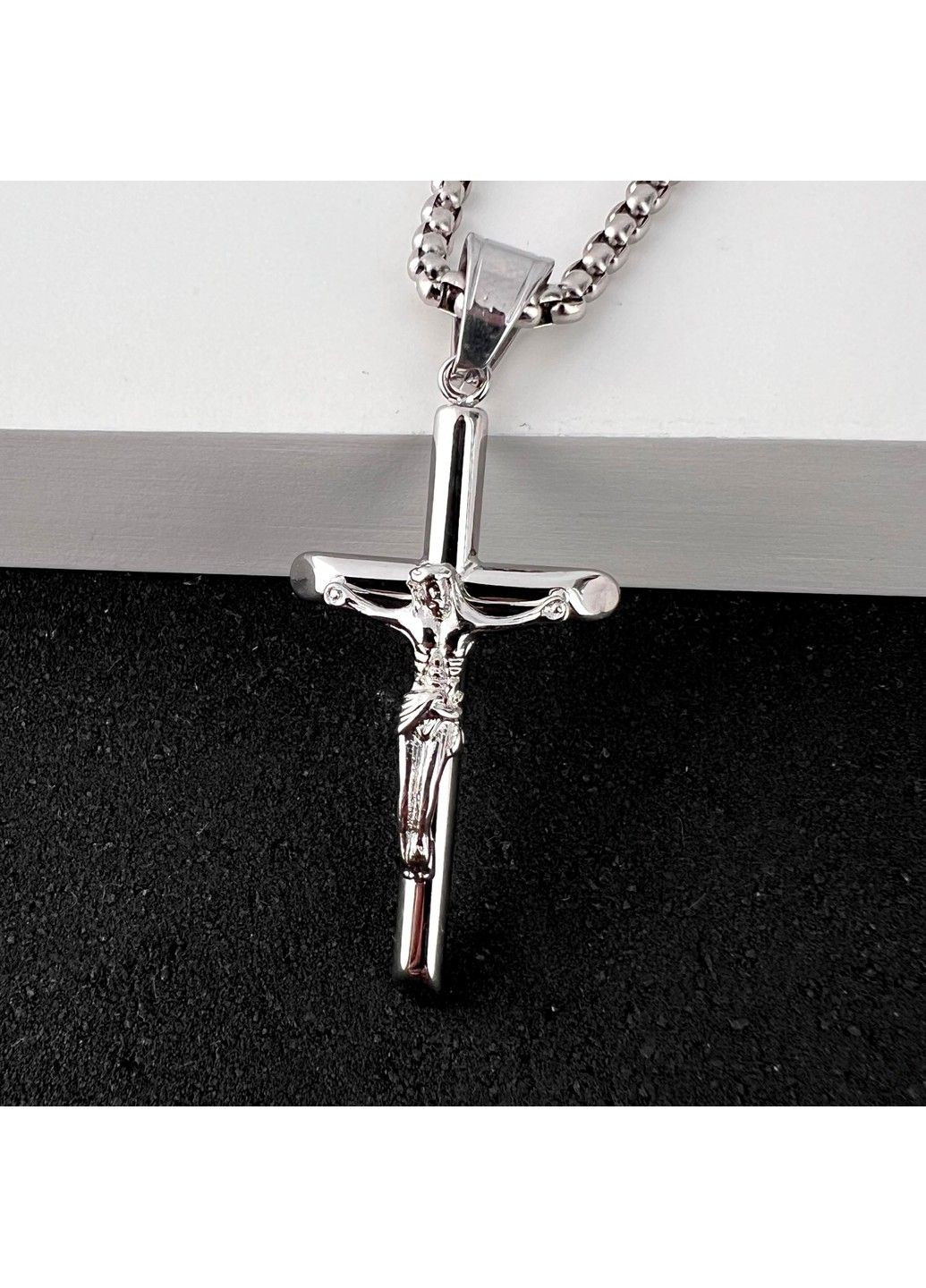 Хрестик із розп'яттям з нержавіючої медичної сталі PSC-069 No Brand (351503751)