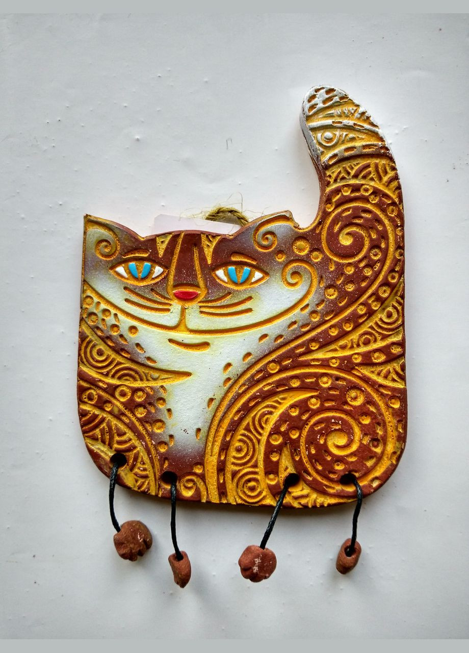 Керамическое настенное мини-панно "Котик Декоративный" (золотой) Коти&Ангели (301533171)