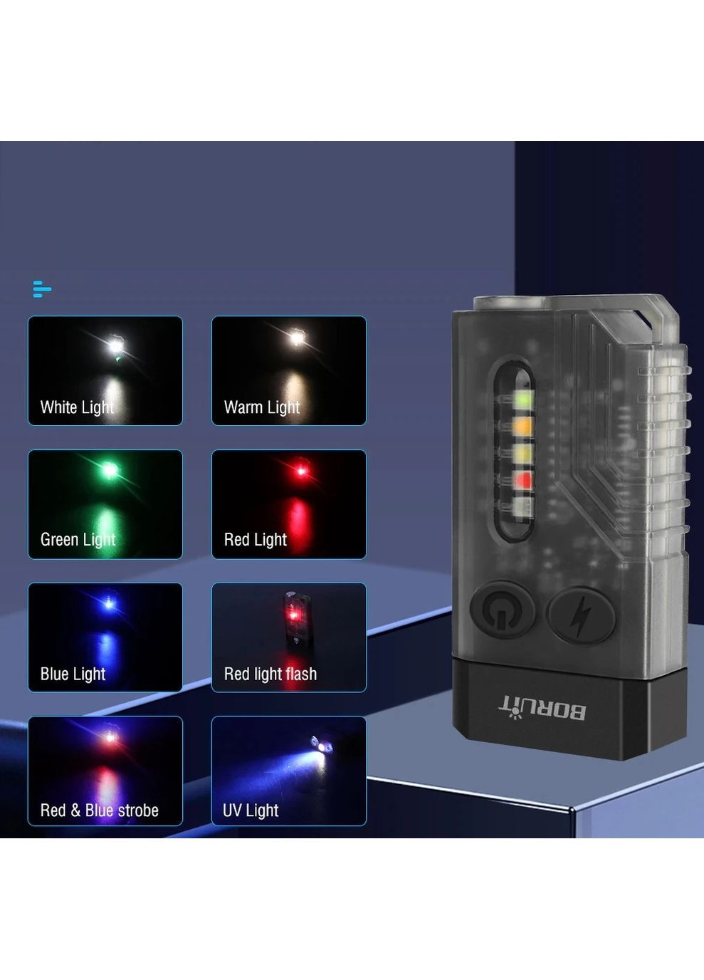 Boruit V10 Фонарик, ультрафиолетовый UV, белый и красный свет, мощный мини фонарь черный No Brand (368717512)