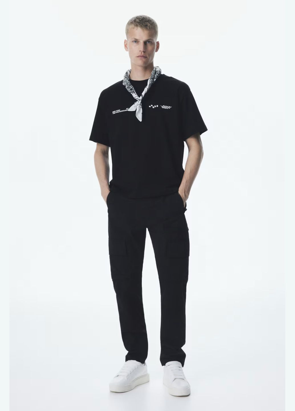 Черная футболка нью-йорк H&M loose fit