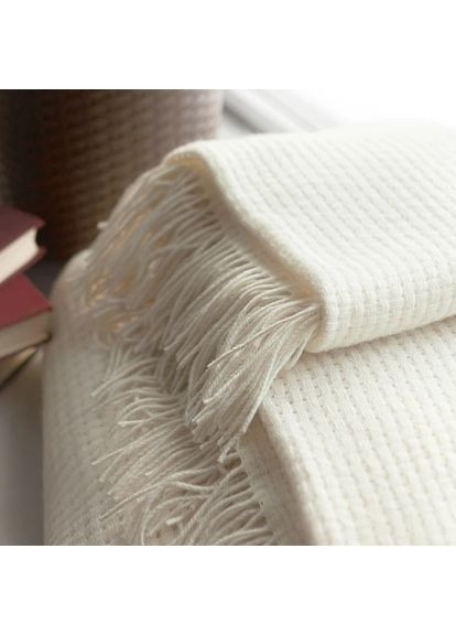 Плед вовняний Рогожка 4160-2 200х220 см білий Love You (365960686)