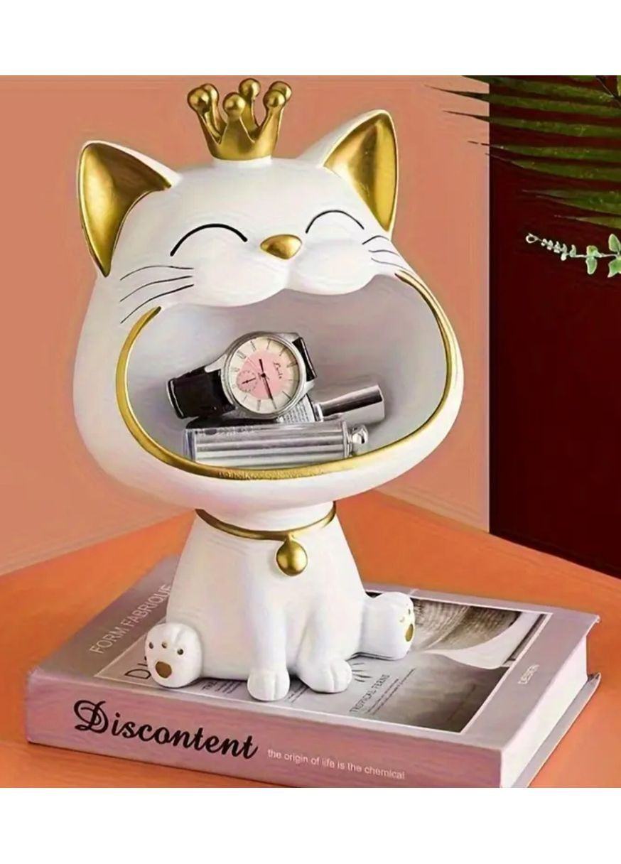 Статуетка Кішечка з Короною Біла 27см No Brand (367111059)