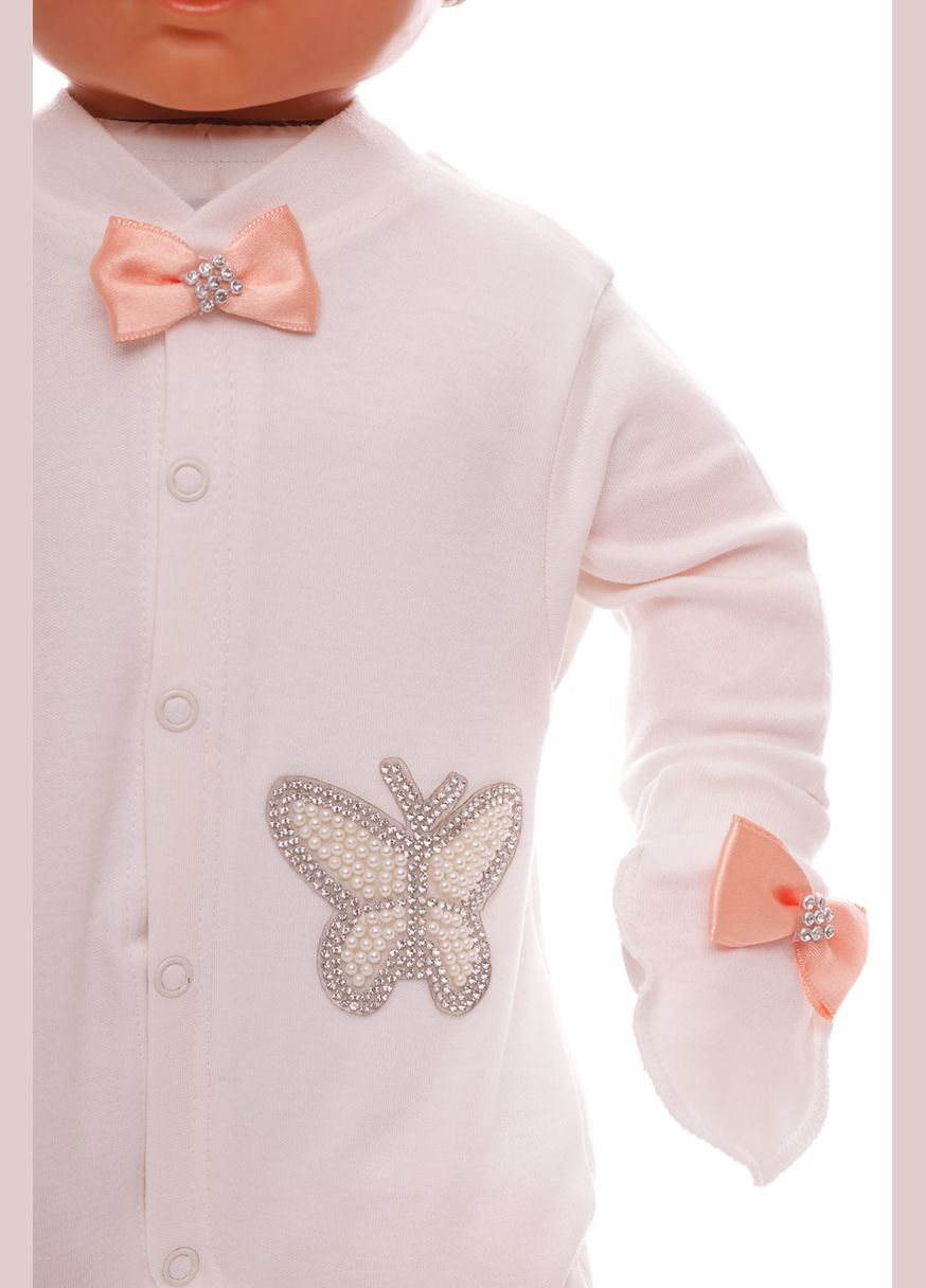 Человечек с шапкой и царапками для девочки Бабочка интерлок розовый 62 см (35503) Murat baby (296193325)