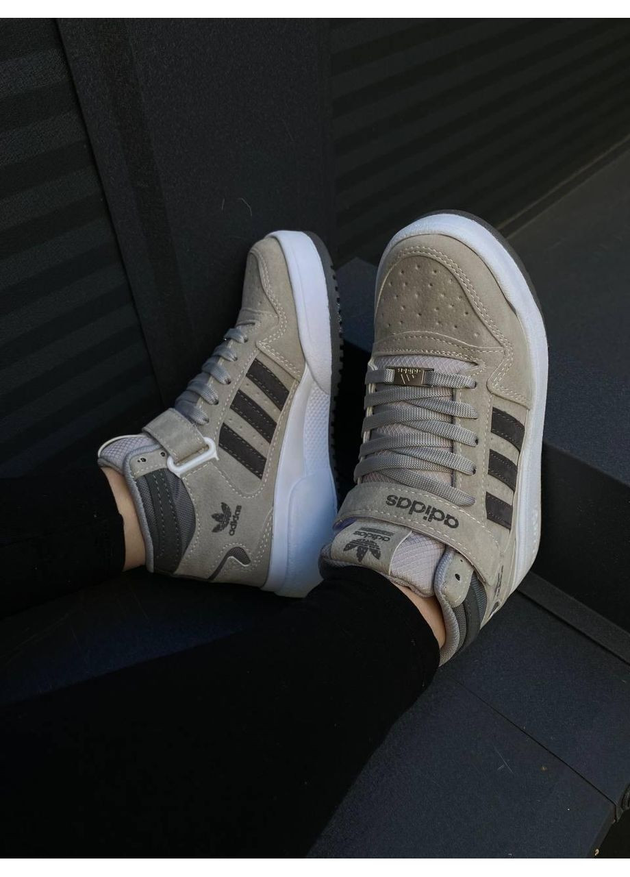 Сірі Осінні кросівки чоловічі adidas forum 84 hight grey white адідас форум 84 No Brand