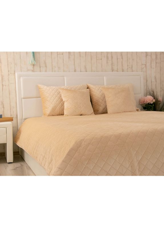 Покривало двостороннє 150x220 см - Велюр Beige бежевий ромб (26078) Руно (344449792)