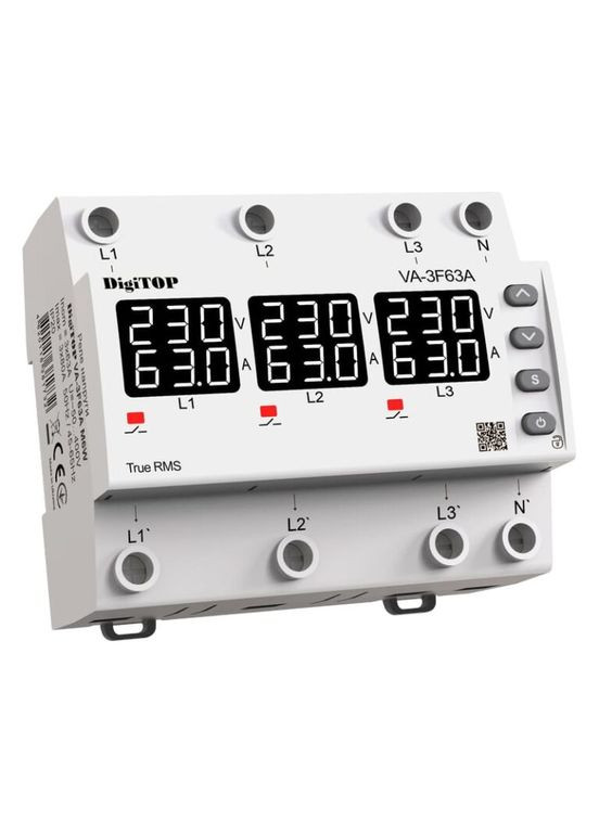Трехфазное реле напряжения/тока VA-3F63A M6W белая индикация DIGITOP (346086832)