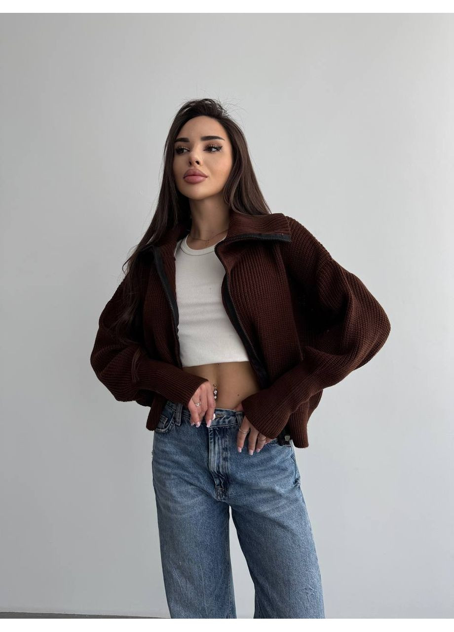 Базовий жіночий светр зi змiкою коричневого кольору 35843 Fashion (367254754)