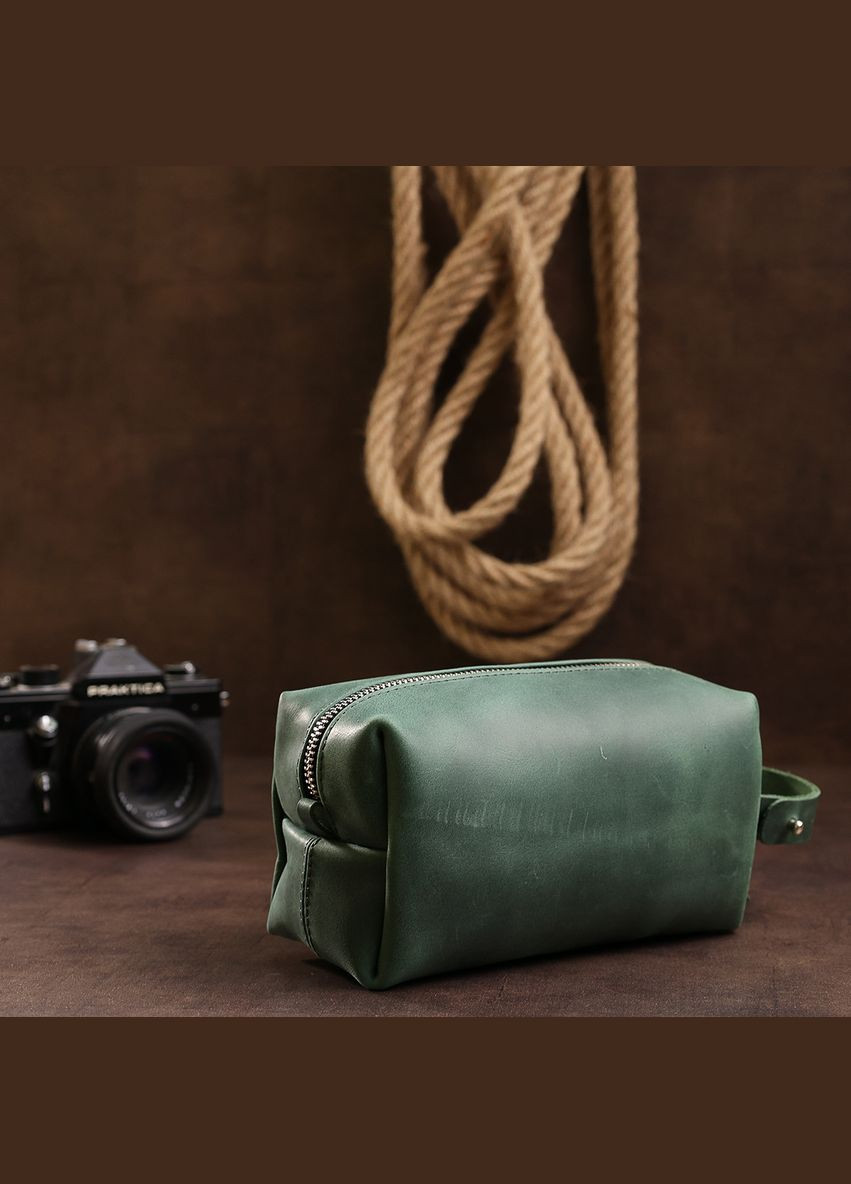 Шкіряна косметичка унісекс 11572 Зелений Grande Pelle (298920982)