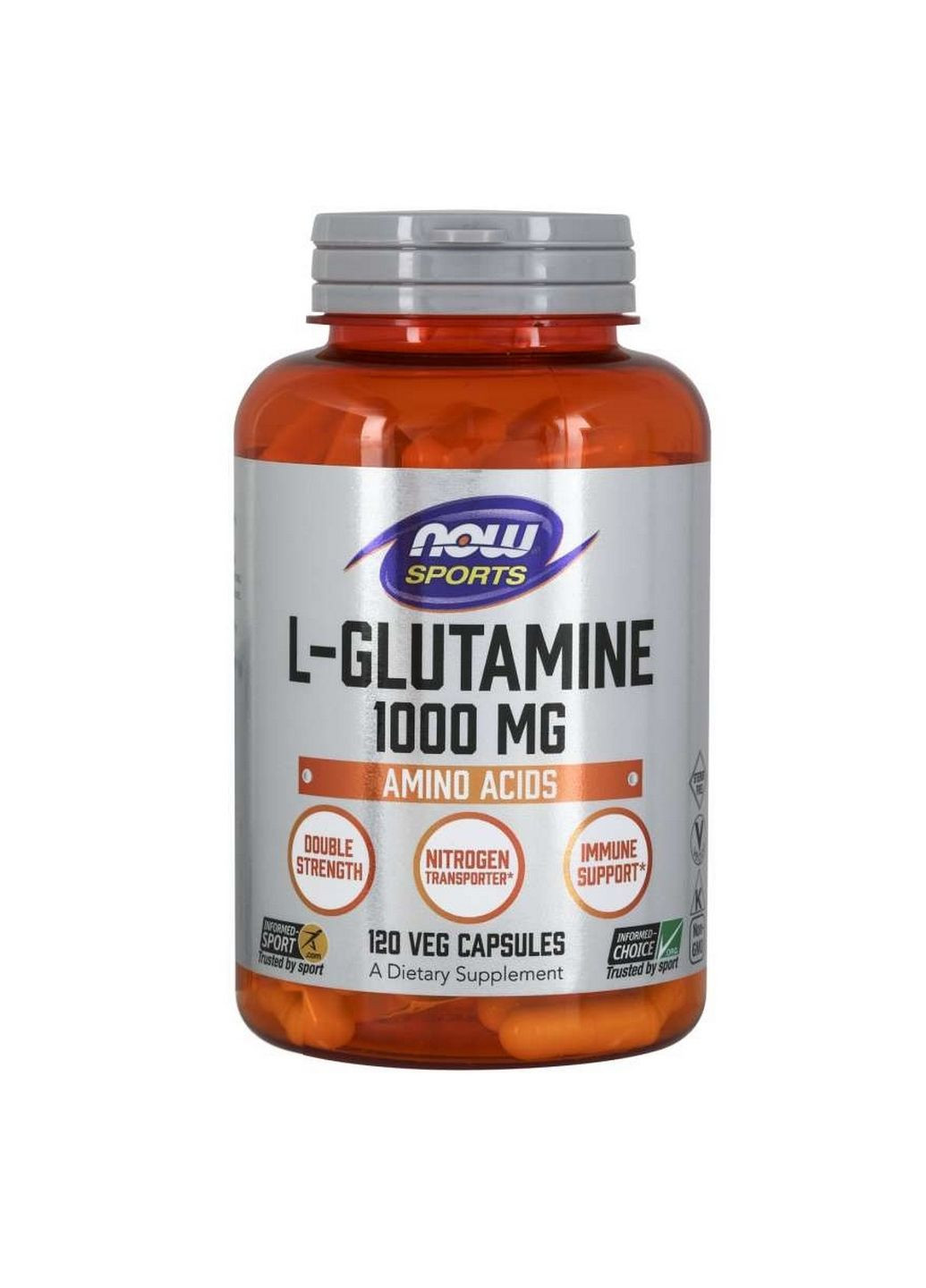 Аминокислота Sports L-Glutamine 1000 mg, 120 капсул Now (294929003)