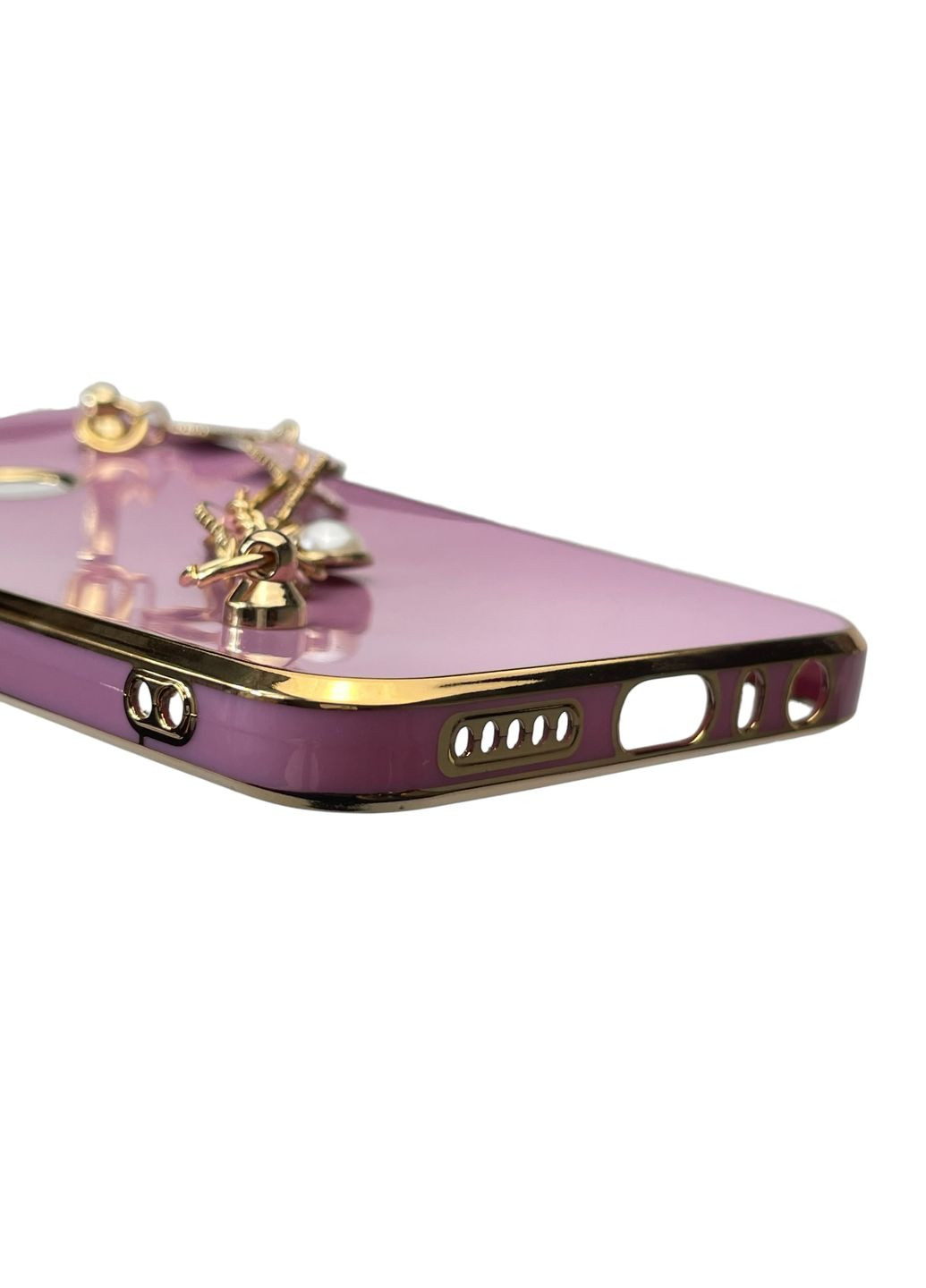 Чохол для телефона Redmi Note 8T жіночій із ремінцем з прикрасами та золотою окантовкою на сяомі редмі нот 8т чорничний gs1 Xiaomi (366389975)