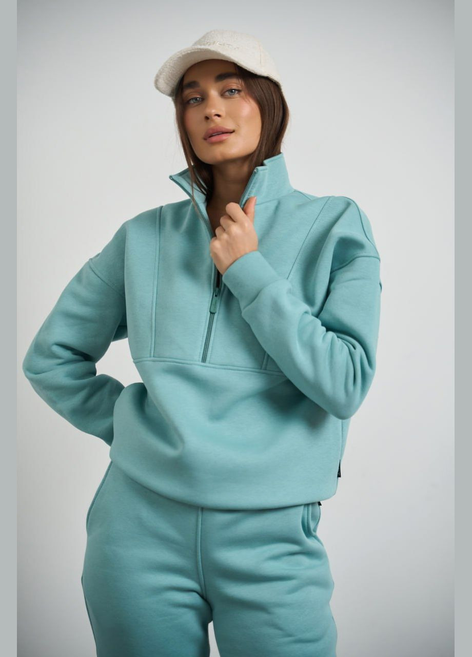 Жіночий теплий костюм тринитка на флісі колір світла м'ята р.XS 448982 New Trend (282928177)