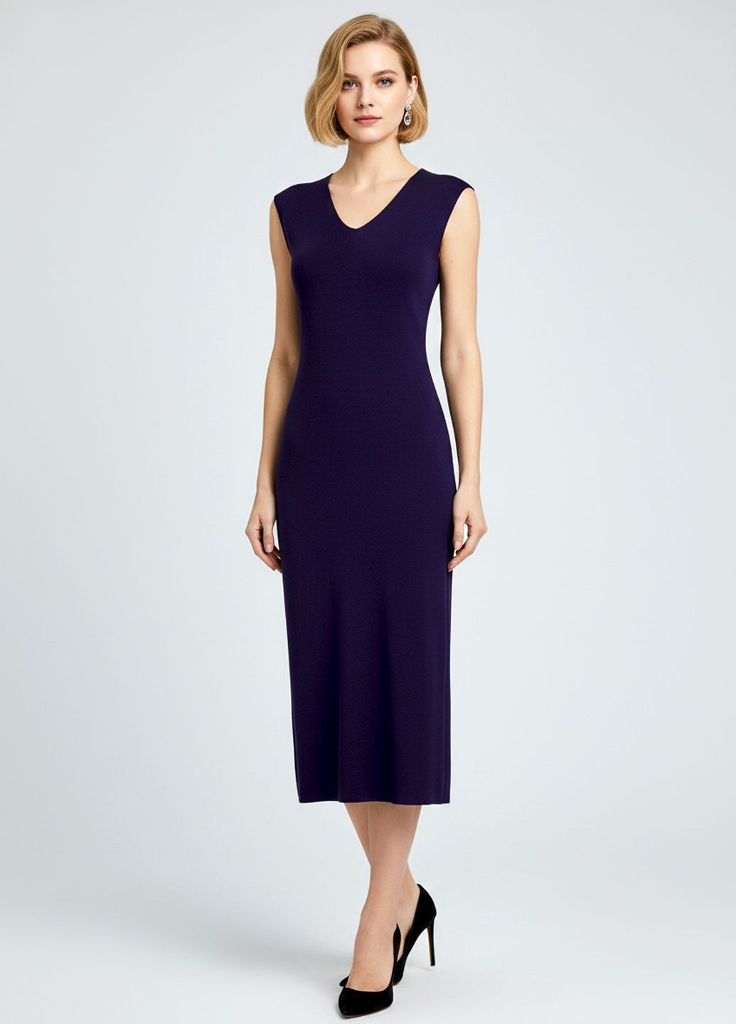 Синее кэжуал летнее трикотажное платье меди синий Number Nine