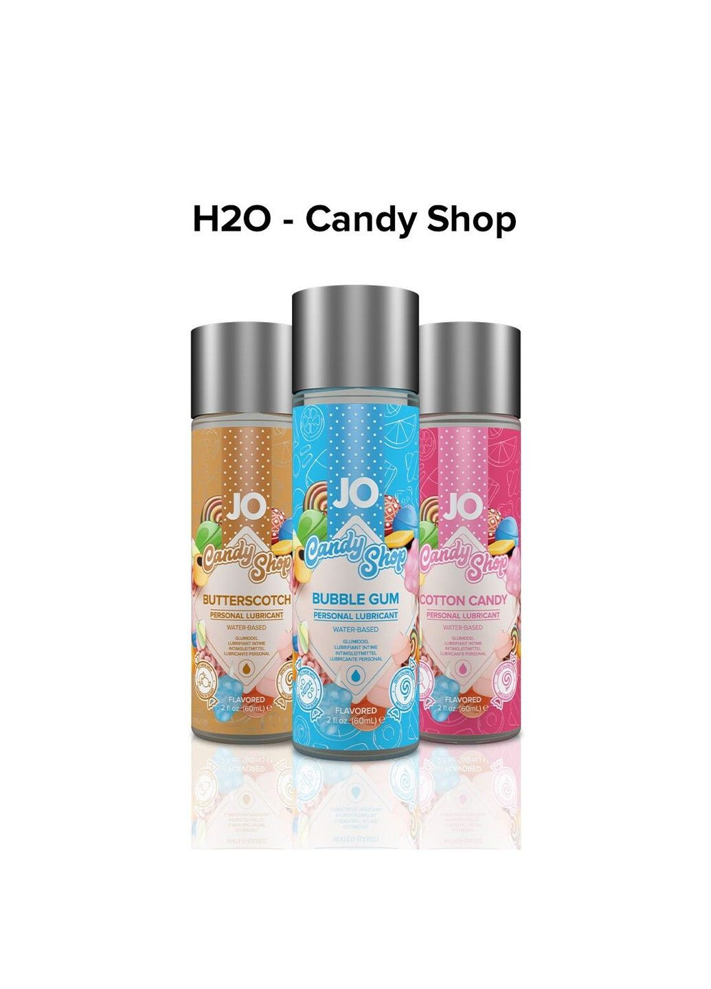 Лубрикант на водной основе H2O Candy Shop - Bubblegum (60 мл) со вкусом жвачки, без сахара и парабенов Jo (330643964)