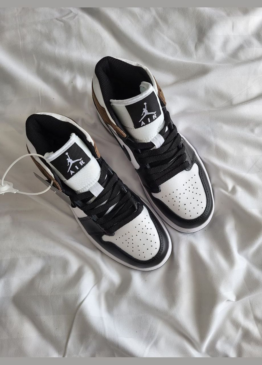 Кросівки зимові жіночі і чоловічі Nike Air Jordan 1 winter black white brown | Найк Аір Джордан 1 чорно-білі коричневі з хутром No Brand чорно-білі зими (308072639)