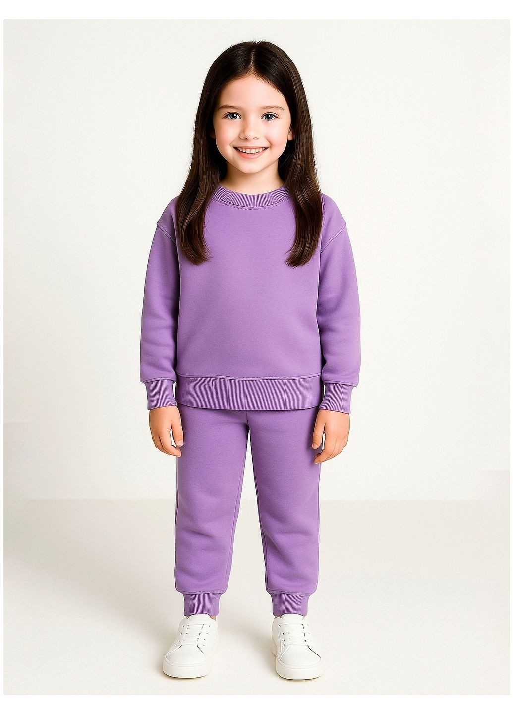 Лавандовий зимовий костюм утеплений для дівчинки тринитка на флісі No Brand
