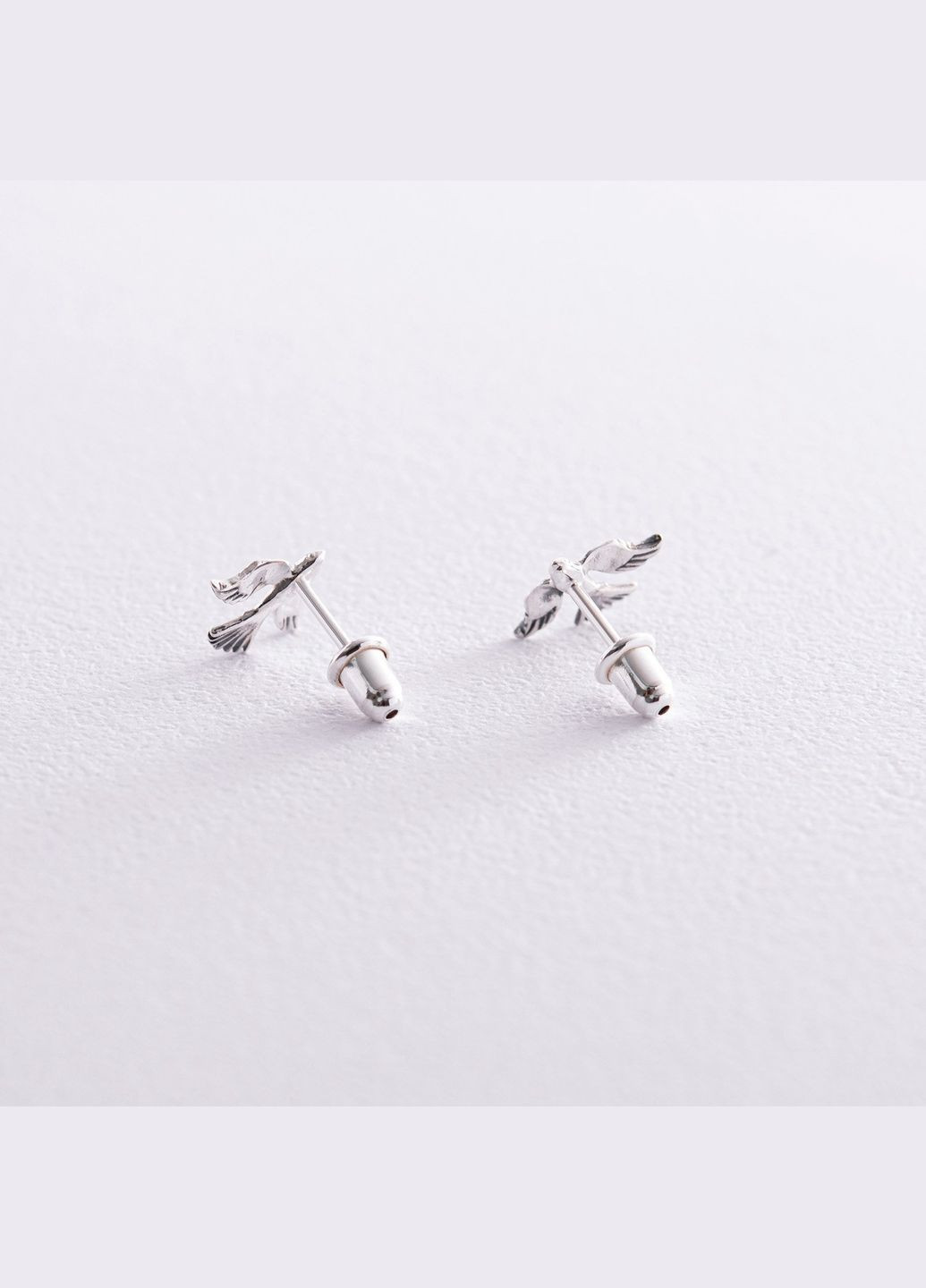 Срібні сережки - пусети Пташки 122713 Oniks (264392797)