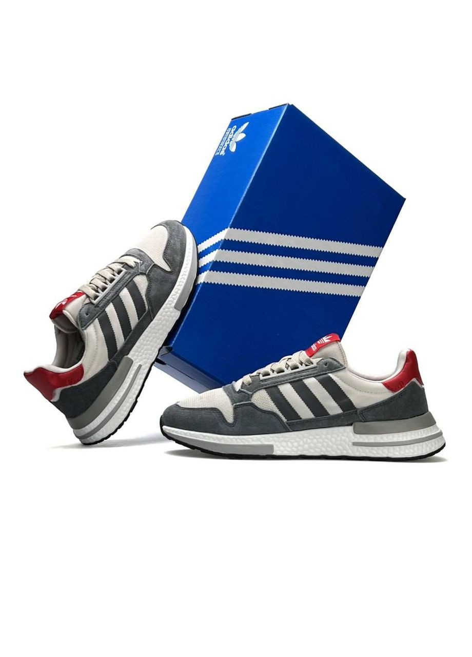 Сірі Осінні кросівки чоловічі adidas grey four scarlet No Brand ZX 500 RM