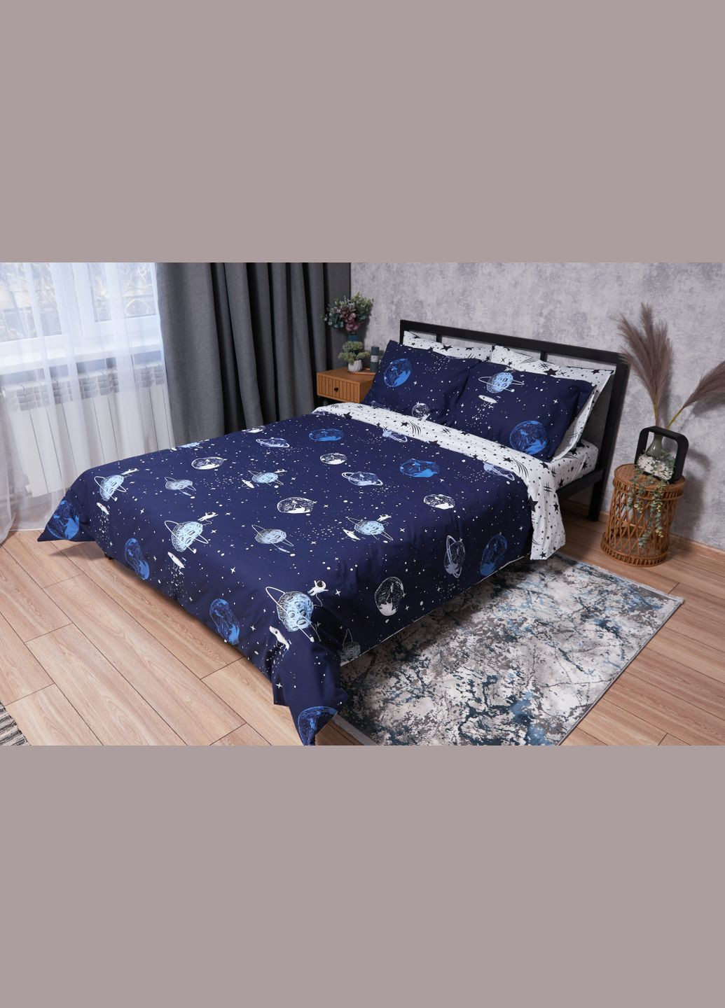 Комплект постельного белья Ranforce Elite «» полуторный 143х210 наволочки 4х50х70 (MS-820001721) Moon&Star Cosmos (285716856)