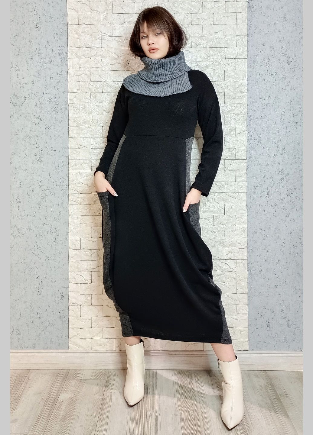 Чорна повсякденний, кежуал сукня балон Glowy однотонна