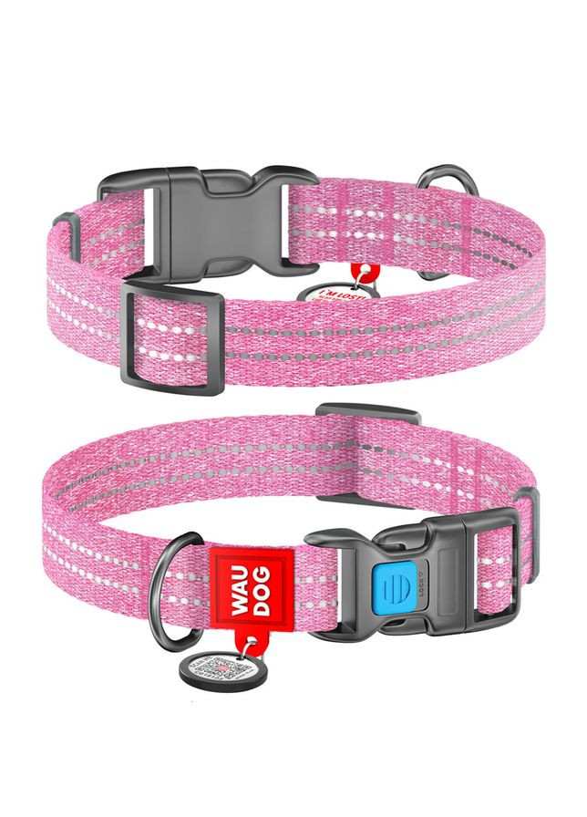 Нашийник для собак із відновленої бавовни WAUDOG Re-cotton з QR паспортом, світловідбиваючий, пластиковий фастекс, Ш 25 мм, Дов No Brand (363198199)