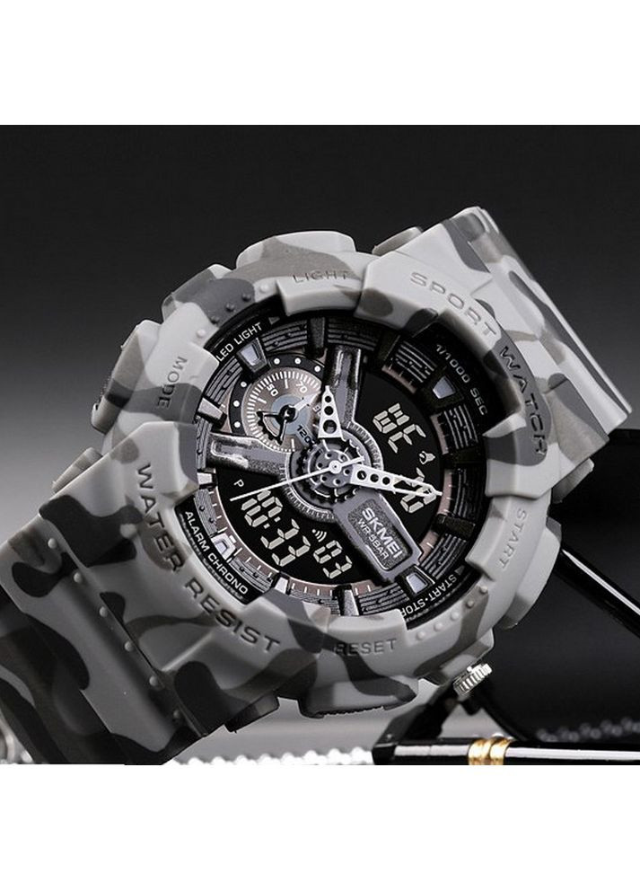 Часы Camo Gray спортивные кварцевые для мужчин с будильником и хронографом камуфляжные ProDobro (367267843)