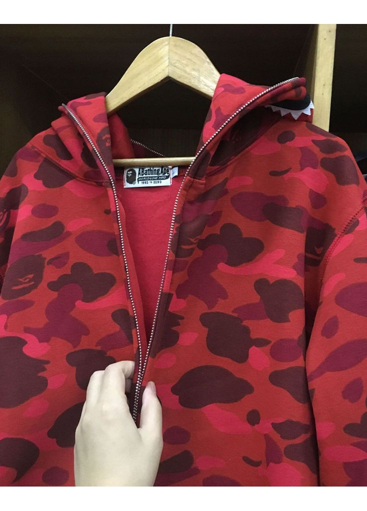 Худи красный Bape A Bathing Ape Shark Purple Camo Full Zip Hoodie Womens (356677632)