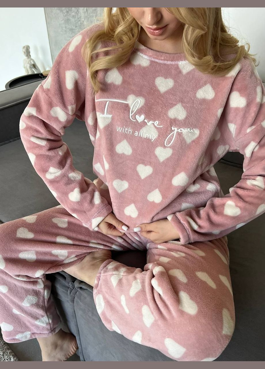 Рожева зимня піжама кофта + брюки Eliz