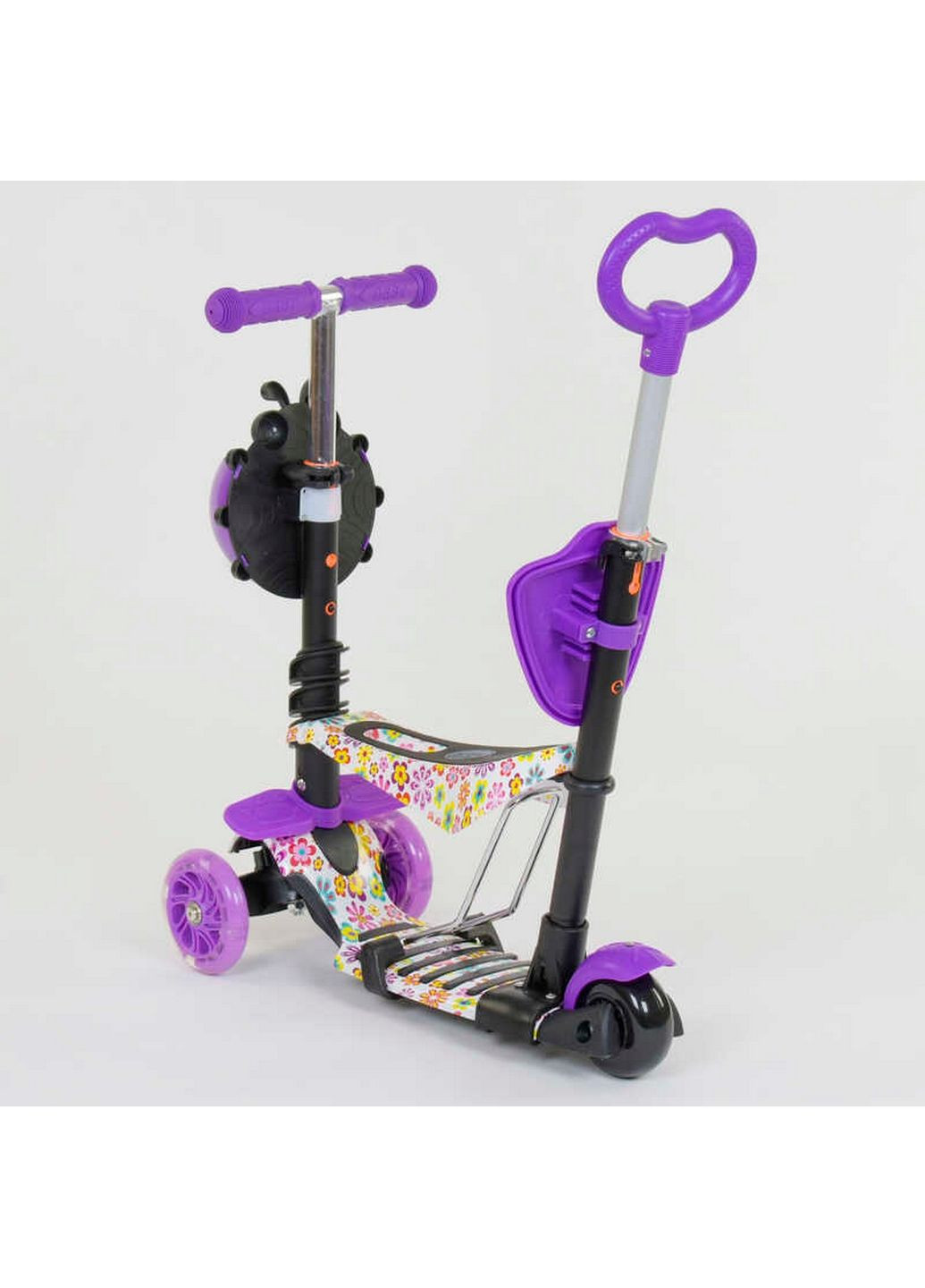 Самокат дитячий багатофункціональний з батьківською ручкою 5в1 pu колеса з підсвічуванням Best Scooter (282590213)
