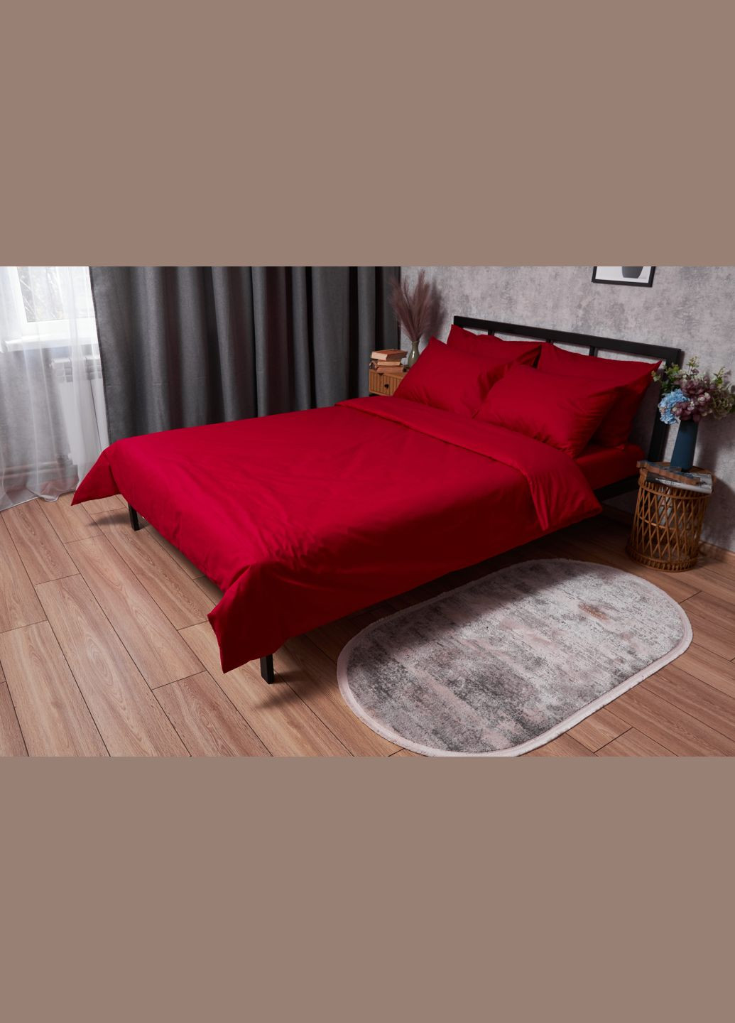 Комплект постельного белья Бязь Gold Люкс полуторный 143х210 наволочки 4х70х70 (MS-820003134) Moon&Star Cherry Red (288043860)