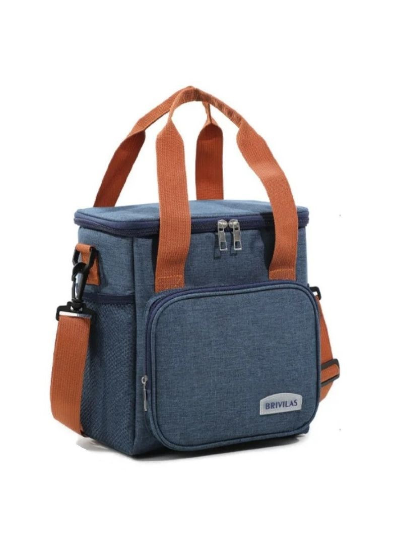 Сумка-холодильник маленькая 26х25х18 см на 12 л термосумка на 2 отделения с ручкой через плечо Синий No Brand (362373422)