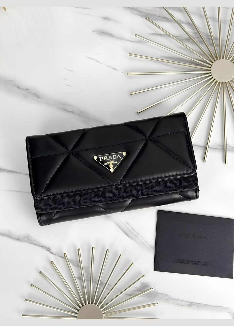 Женский кошелек Прада большой двойной черный No Brand (317631315)