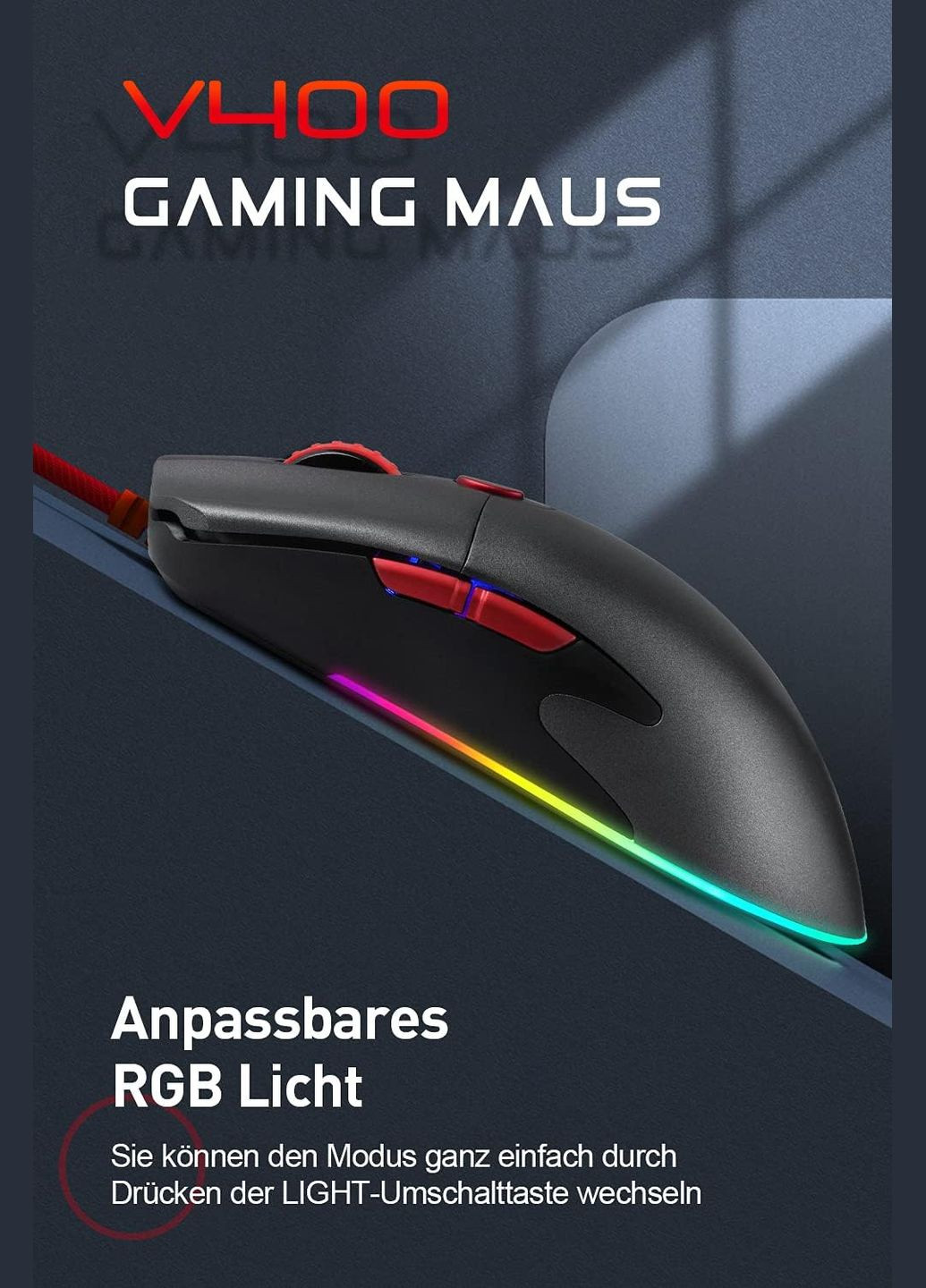 Игровая компьютерная мышь Langtu V400 оптическая, RGB регулируемый DPI 8 кнопок No Brand (300657626)