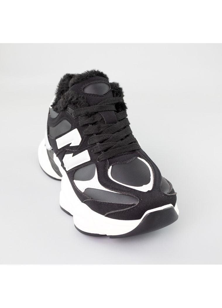 Кросівки жіночі хутро Fashion чорно-білі (359227014)