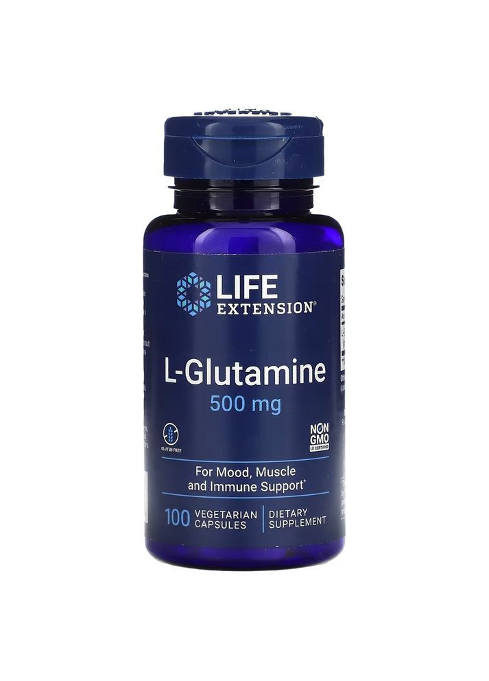 Амінокислота L-Glutamine 500 mg, 100 вегакапсул Life Extension (333974759)