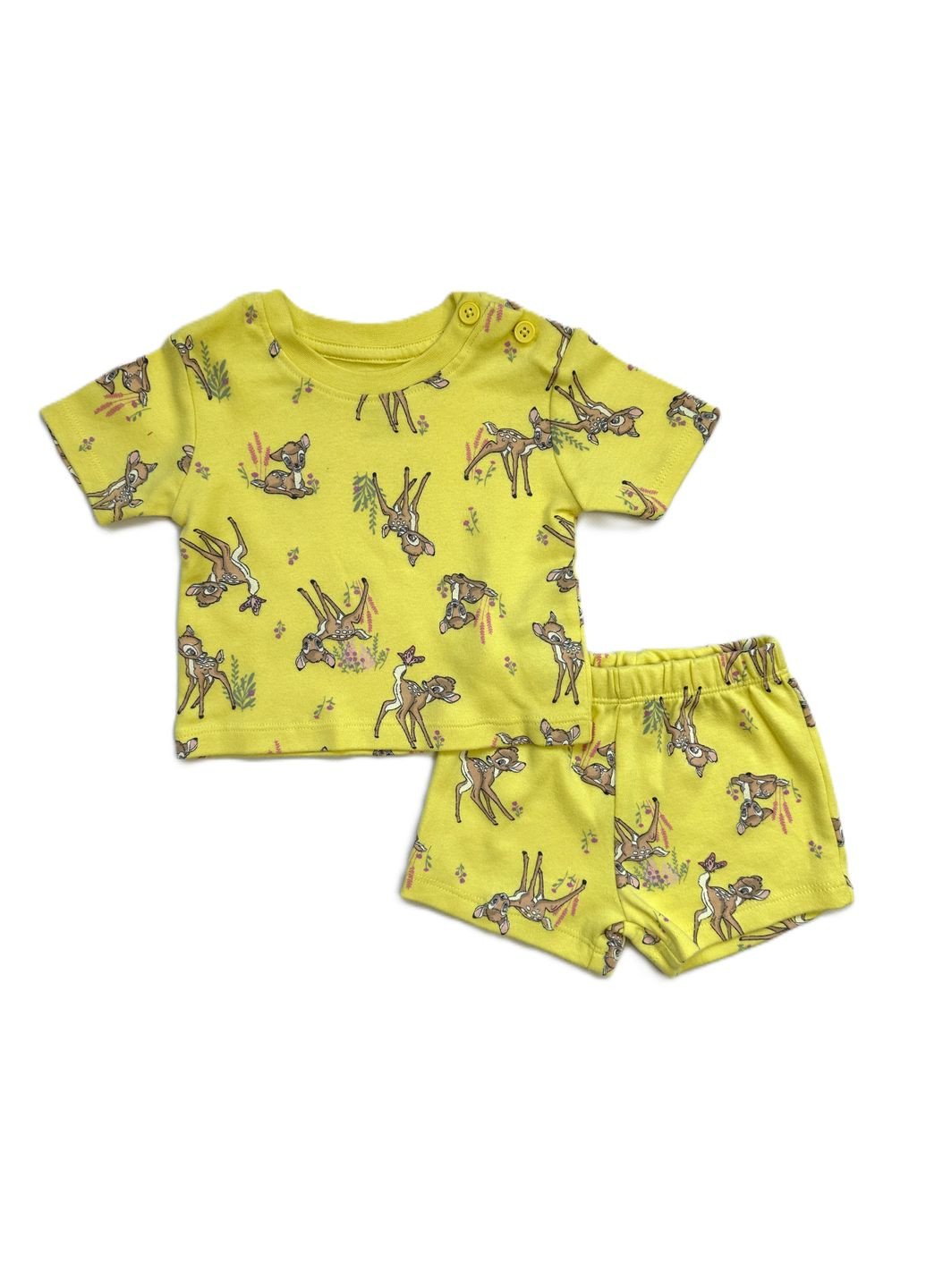 Фиолетовый летний набор летних костюмов (2 шт) футболка + шорты фиолетовый + желтый 62см Primark