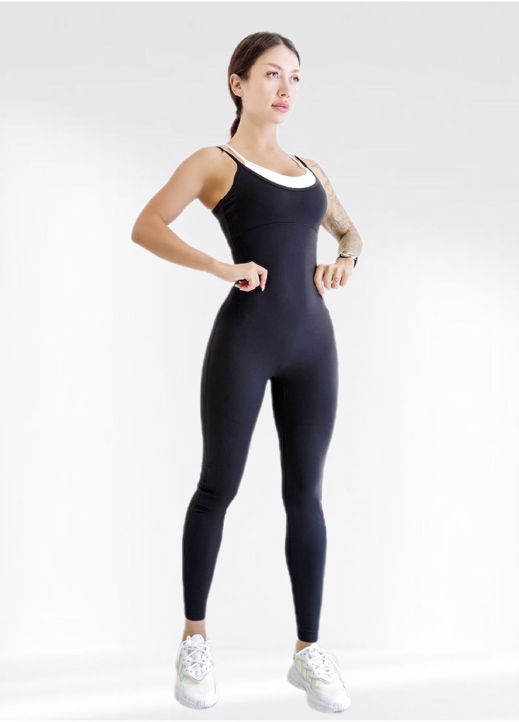 Спортивный комбинезон женский для гимнастики йоги фитнеса LILAFIT комбинезон-брюки чёрный спортивный нейлон