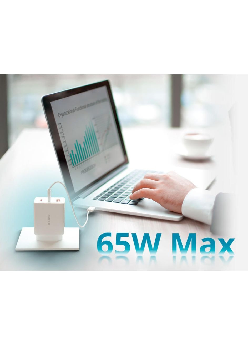 Зарядное устройство сетевое DCP-651 65Вт GaN 2хUSB-С, 1xUSB-A, белый D-Link (362212750)