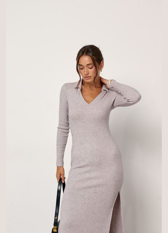Пудровое повседневный трикотажное обтягивающее платье ARTMON