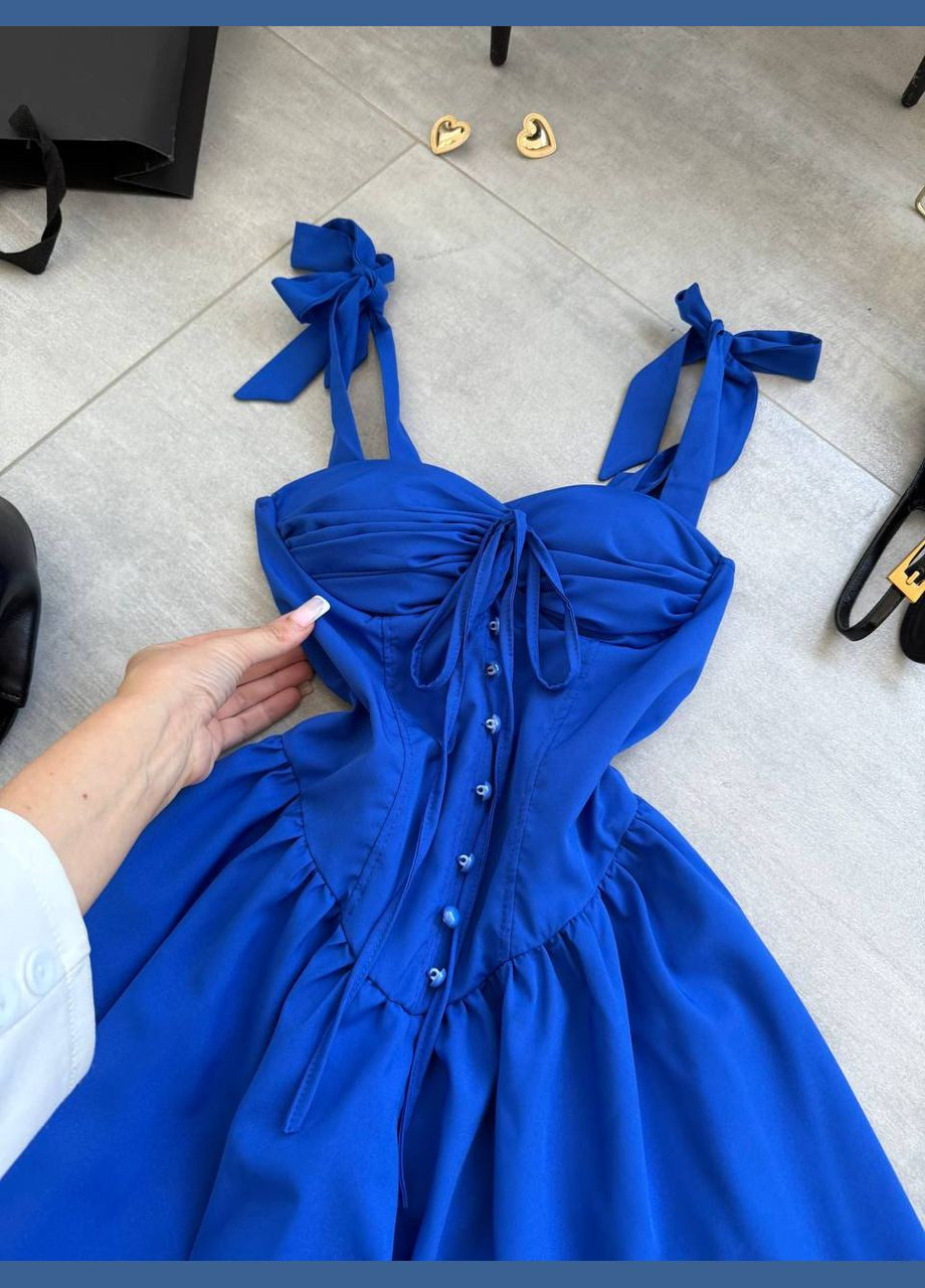 Сукня комбінезон No Brand комбінезон-шорти однотонний синій кежуал, коктейльний софт