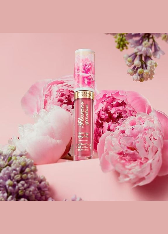 Блеск для губ кремовый с гиалуроновой кислотой, кологеном и маслом-01 ШИ FLOWER GARDEN Эвелин 2395 Eveline Cosmetics (340110351)