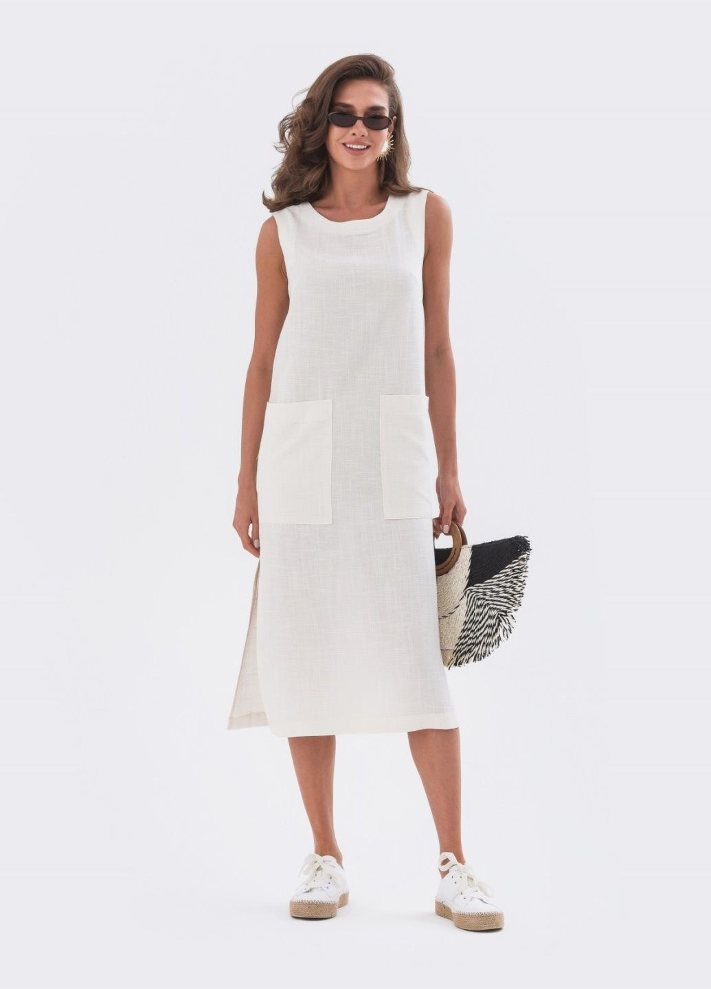 Білий сукня-міді прямого крою білого кольору Dressa